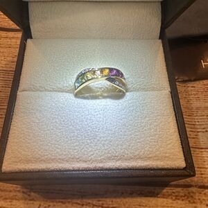 H.Stern Luxury Elegant Rainbow Gemstone / Diamond Ring 18k Gold Size 6